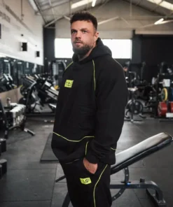 Hoodie - Black with Lime Piping - Image 8