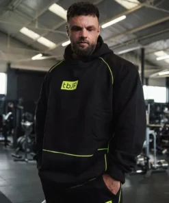 Hoodie - Black with Lime Piping - Image 3