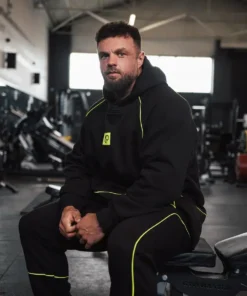 Hoodie - Black with Lime Piping - Image 7