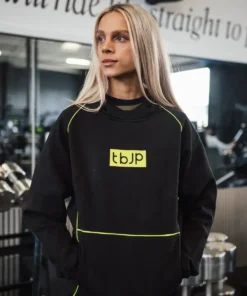 Alternative view of Hoodie - Black with Lime Piping