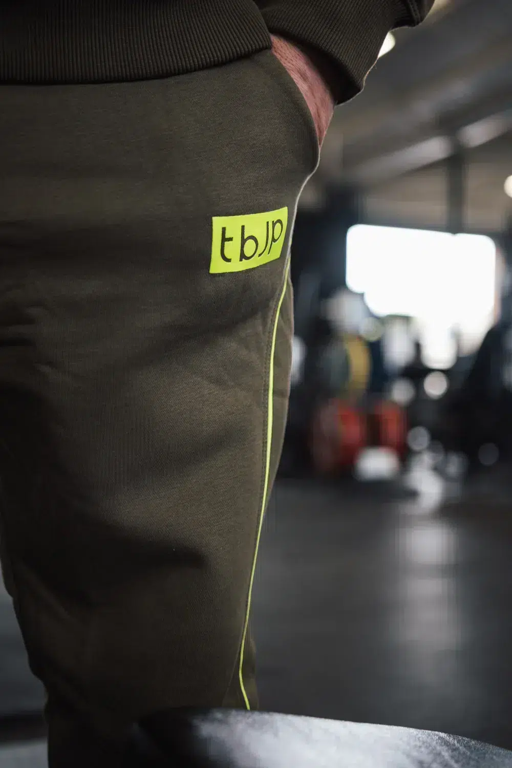 Joggers - Taupe & Lime Contrast - Image 2