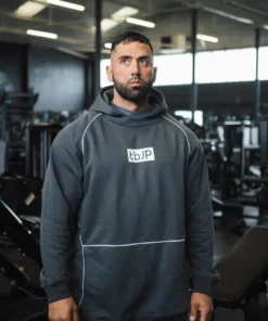 Hoodie - Grey with White Piping - Image 3