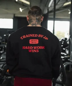 Sweater - Hard Work Wins Sweater in Black and Red - Image 3