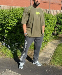 Alternative view of Sweater - Raglan Tee in Taupe with Lime Detail