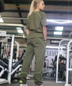 Joggers - Taupe & Lime Contrast