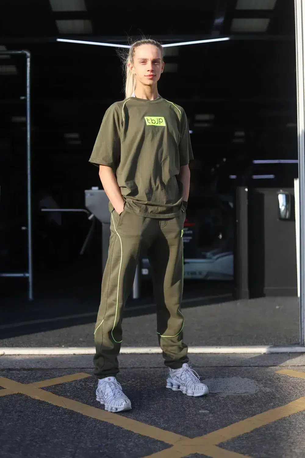 Joggers - Taupe & Lime Contrast - Image 6